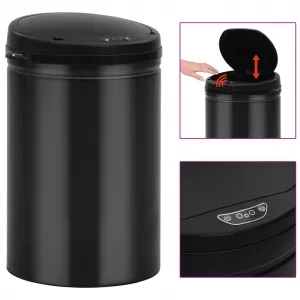 Coș de gunoi automat cu senzor, 30 L, negru, oțel carbon