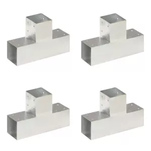 Conectori de grindă, 4 buc, formă T, 91x91 mm, metal galvanizat