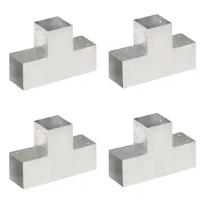 Conectori grindă, formă T, 4 buc, 101x101 mm, metal galvanizat