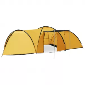 Cort camping tip iglu, 8 persoane, galben, 650 x 240 x 190 cm