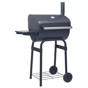 Grătar barbecue cu cărbuni, afumătoare și raft inferior, negru