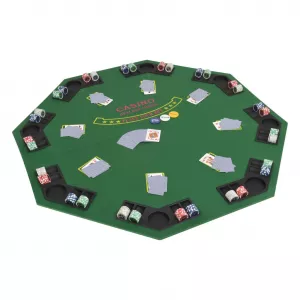 Masă poker pliabilă in două părți, 8 jucători, octogonal Verde
