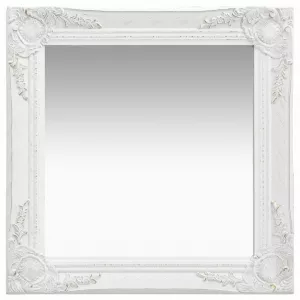 Oglindă de perete in stil baroc, alb, 50 x 50 cm