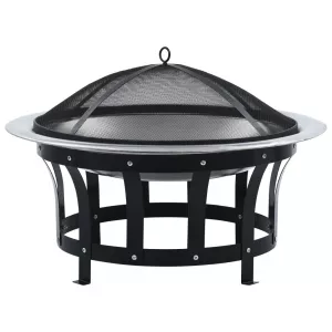 Vatră de foc de exterior cu grătar, 76 cm, oțel inoxidabil