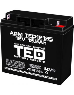 Acumulator 12V Stationar VRLA, Dimensiuni 181 x 76 x 167 mm, Baterie 12V 18.5Ah F3, TED Electric TED002778