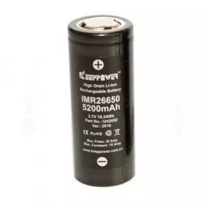 Acumulator Li-Ion 3.7V 26650 5200mAh, Dimensiuni 26 x 65 mm, Descarcare 8A Bulk KeepPower