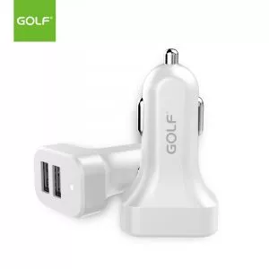 Incarcatoare - Alimentator Incarcator de la Auto la 2x USB-A: 1x USB-A 2.1A si 1x USB-A 1A 10W, Golf GF-C11, globstar.ro