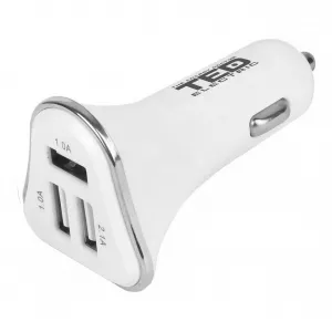 Incarcator Auto cu 3x Iesiri USB: 2x USB-A 2.1A si 1x USB-A 1A Triunghiular, TED Electric TED300020