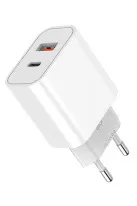 Alimentator Incarcator de la Retea la 2x USB FastCharge: USB-A + 1x USB tip C PD 30W Alb, Golf GF-U33