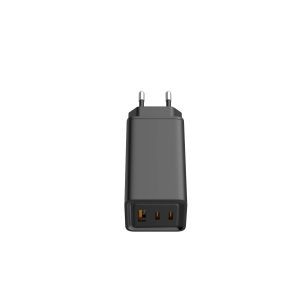 Alimentator Incarcator de la retea la 3x USB FastCharge: USB-A + 2x USB tip C PD 65W Negru GF-U65 Golf GaN Travel Charger