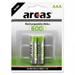 Baterie Reincarcabila Arcas AAA LR3 Acumulatori Preincarcati Ni-MH 1.2V 600mAh Blister 2