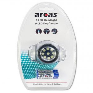 Frontale cu baterii - Lanterna de cap cu 9 LED-uri CREDD, include 3 x AAA R3, Arcas, globstar.ro