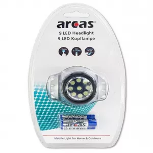 Frontale cu baterii - Lanterna de cap cu 9 LED-uri CREDD, include 3 x AAA R3, Arcas, globstar.ro