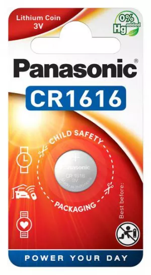 Baterie Litiu 3V CR1616 90mAh, Dimensiuni 16 x 1.6 mm Panasonic Blister 1