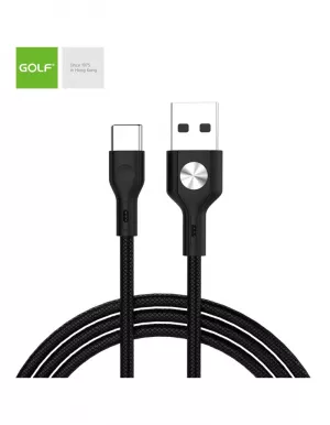 Cablu Incarcare USB TIP-C Leather, Culoare Negru, Incarca cu 3A, Golf 60T