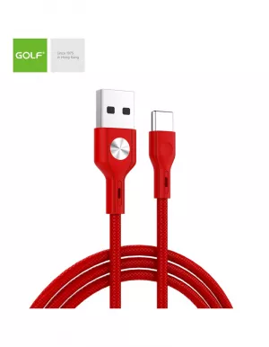 Cablu Incarcare USB TIP-C Leather, Culoare Rosu, Incarca cu 3A, Golf 60T