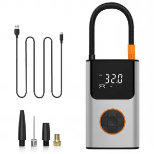Service - Compresor AUTO portabil, acumulator 2000mAh, display LED, presiune maxima 2.5 bar, gri, globstar.ro