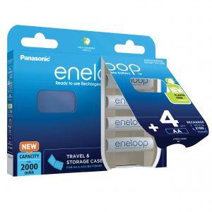 Eneloop Acumulatori Ni-Mh 1.2V AA R6 2000mAh Preincarcati 2100 Cicluri cu Carcasa BK-3MCDEC4BE ECO Plastic Free Blister 4