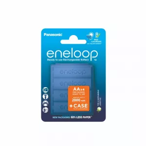 Eneloop Acumulatori Ni-Mh 1.2V AA R6 2000mAh Preincarcati 2100 Cicluri Blister 4 cu Carcasa