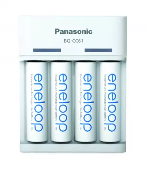 Incarcatoare - Incarcator Baterii Reincarcabile, Include 4x AA LR6 2000mAh, BASIC cu USB si LED, Incarcare in 10h, Eneloop K-KJ61MCD40USB, globstar.ro