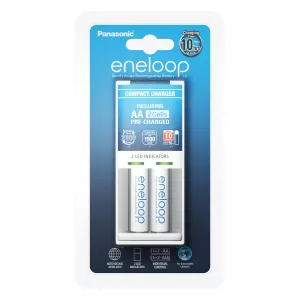 Incarcator Baterii Reincarcabile, Include 2x AA LR6 1900mAh, BASIC cu Incarcare Individuala in 10h, Eneloop K-KJ50MCC20E