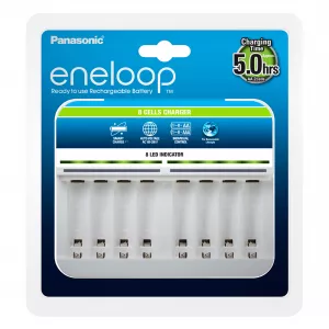 Incarcator Baterii Reincarcabile, Fara Acumulatori, SMART cu 8 Canale de Incarcare Individuala in 5h, Eneloop BQ-CC63E