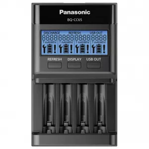 Incarcator Baterii Reincarcabile, Fara Acumulatori, PRO cu USB si LCD, Incarcare Individuala in 2h, Eneloop BQ-CC65E