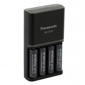 Incarcatoare - Incarcator Baterii Reincarcabile, Include 4x AA LR6 2500mAh, SMART & QUICK cu Incarcare Individuala in 7h, Eneloop K-KJ55HCD40E, globstar.ro