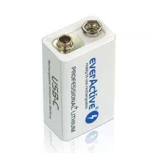 EverActive Acumulator 9V 550mAh Ni-MH cu Incarcare USB-C 6LR61 6LF22 Professional Line