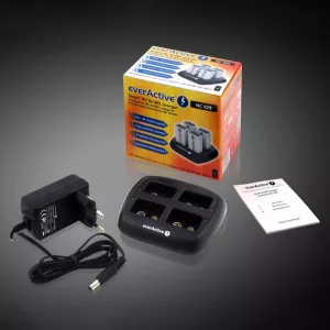Incarcator Baterii Reincarcabile, Fara Acumulatori, cu 4 Canale de Incarcare Individuala Pentru Acumulatori 9V 6LR61 6LF22, EverActive NC-109