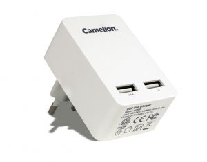 Alimentator Incarcator de la retea la 2x USB: 1 x USB-A 1A + 2x USB-A 2.4A 10W AD569-DB Camelion
