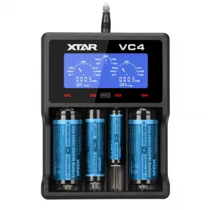 Incarcator Baterii Reincarcabile, Incarca Ni-Mh Li-Ion si Ni-Cd cu 4 Canale de Incarcare Individuala, Display LCD si Procesor, Xtar VC4
