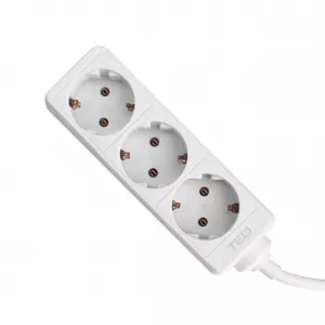 Prelungitor 5 metri cu 3 Schuko, Cablu 3x 1.5mm, Culoare Alb, Putere 3680W 16A, TED Electric TED000774