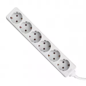 Prelungitor 5 metri cu 6 Schuko, Cablu 3x 1.5mm, Culoare Alb, Putere 3680W 16A, TED Electric TED000880