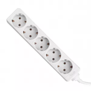 Prelungitor 3 metri cu 5 Schuko, Cablu 3x 1.5mm, Culoare Alb, Putere 3680W 16A, TED Electric TED001900