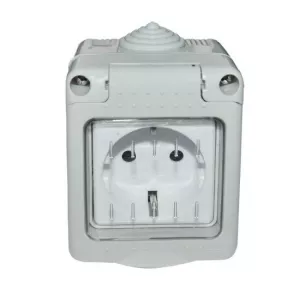 Priza simpla PT schuko antigron cu capac MOD IP55 SPN1301