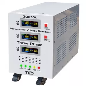 Stabilizator trifazat 225V-450V 24KW cu ServoMotor si sinusoidala pura + ecran LCD cu valorile tensiunii, TED Electric TED000156