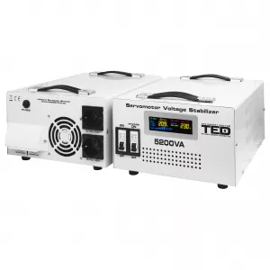 Monofazate - Stabilizator tensiune monofazat 3KW 3000W cu ServoMotor si 2 iesiri Schuko + ecran LCD cu valorile tensiunii, TED Electric TED000200, globstar.ro