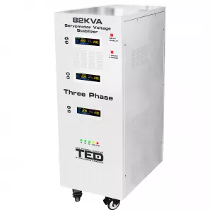 Stabilizator trifazat 242V-520V 64KW cu ServoMotor si sinusoidala pura + ecran LCD cu valorile tensiunii, TED Electric TED000224