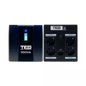Sursa Neintreruptibila - UPS 1100VA 600W cu Stabilizator si Management, 4x Schuko, Ecran LCD si 2x Acumulator 12V 7Ah, TED Electric, globstar.ro