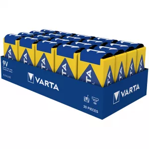 Baterii Alcaline 9V 6F22 6LR61 Varta Cutie 20