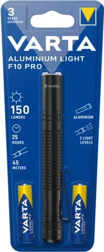 Clasice cu baterii - Varta lanterna Aluminium Light F10 Pro  150 lm, 2xAAA V16606 - NEW, globstar.ro