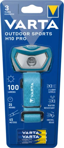 Frontale cu baterii - Varta lanterna de cap Outdoor Sports H10 Pro Led 3mm/ 100Lm/ 35h/ 45m/ IPX4 incl 3xAAA(R3) V16650 (1/4), globstar.ro