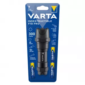 Clasice cu baterii - Lanterna cu LED 6W F10 PRO, indestructibila 300lm IP67, include 3 x AAA R3, 18710 Varta, globstar.ro