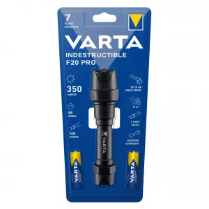 Clasice cu baterii - Lanterna cu LED 6W F20 PRO, indestructibila 350lm IP67, include 2 x AA R6, 18711 Varta, globstar.ro