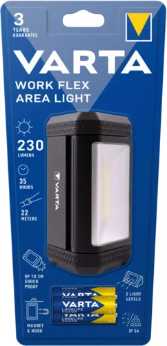 Clasice cu baterii - Varta lanterna Work Flex Area Led COB 230lm/ 35h/ 25m , IP54, magnet incl 3xR6(AA) 17648101421 (1/2), globstar.ro