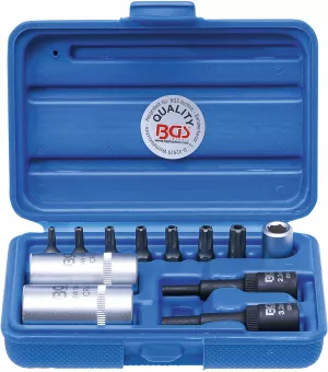 BGS 2275 Trusa pentru desfacut ventile de Aer Conditionat cu prize speciale pentru danturi fixe de 2,2 și 3,2 mm,12 piese