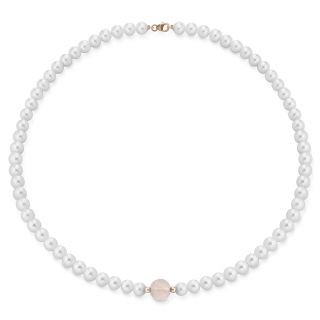 Colier Eva Nobile cu perle, quartz roz si aur roz de 18K