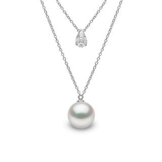 Colier Yoko cu perla, diamante si aur alb de 18k