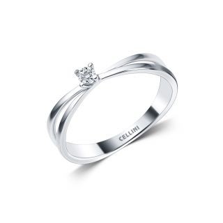Inel de logodna CLASSIC din aur alb 18K cu diamant 0.07 carate